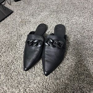 a new day Black Mules with Chain Detail